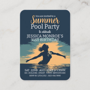 Carte De Visite Billets de remise pour anniversaire de piscine élé