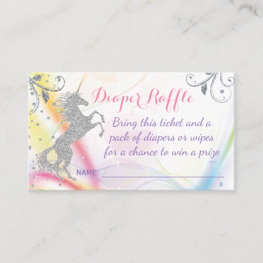 Carte De Visite Billets de roulettes Argent Unicorn Rainbow Diaper (Devant)