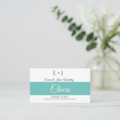 Carte De Visite Billetterie de la réception de mariage Monogramme (Debout devant)