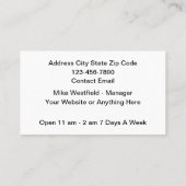 Carte De Visite Billiard Snooker Hall Theme Business Cards (Dos)