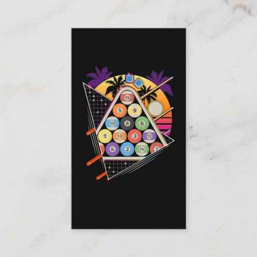 Carte De Visite Billiard Vaporwave 80s 90s Snooker Pool Player (Devant)