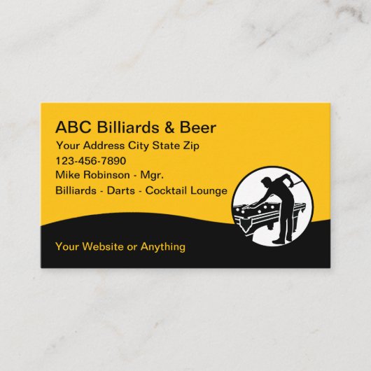Carte De Visite Billiards Hall And Lounge Business Cards (Devant)