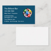 Carte De Visite Billiards Hall Cocktail Lounge (Devant / Derrière)