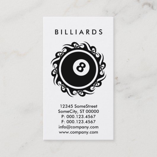 Carte De Visite BILLIARDS tribaux (Devant)