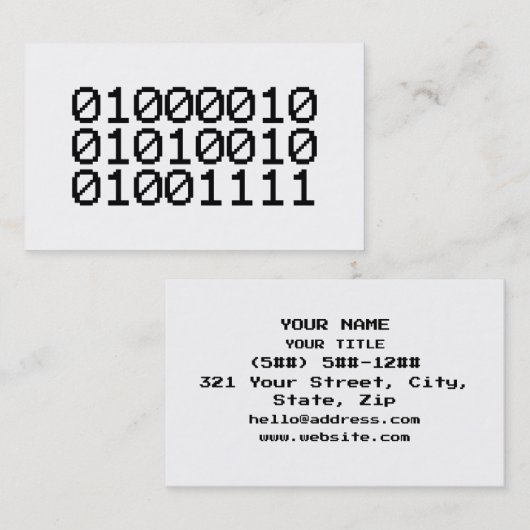 CARTE DE VISITE BINARY BRO (Devant / Derrière)