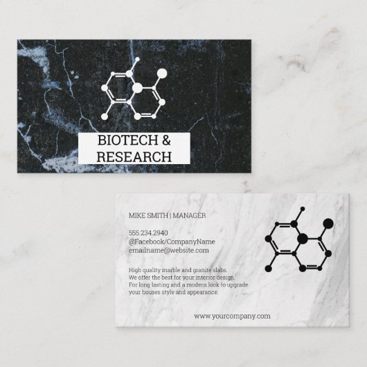 Carte De Visite Bio Tech Molecule | Marbre (Devant / Derrière)