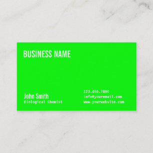 Carte de visite biologique vert au néon de