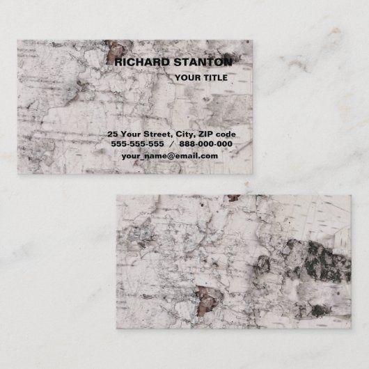 Carte De Visite Birch bark pattern business card (Devant / Derrière)