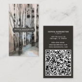 Carte De Visite Birch Trees QR Code personnalisé Scannable Thérapi (Devant / Derrière)