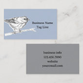 Carte De Visite Bird Ink Drawing Blue Gray Nature Wildlife (Devant / Derrière)