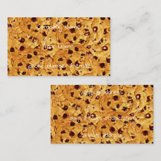 Carte De Visite biscuits aux puces de chocolat (Devant / Derrière)