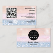 Carte De Visite Bit Me QR Code Nous Acceptons Bitcoin Blue Ombre (Devant / Derrière)