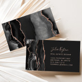 Carte De Visite Black Agate Geode Rose Gold Parties scintillant Im