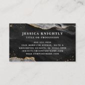 Carte De Visite Black Agate Gold Parties scintillant Script Monogr (Dos)