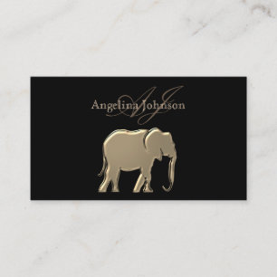Carte De Visite Black and Gold Elephant Modern Professional