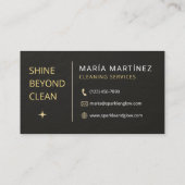 Carte De Visite Black and Gold House Cleaning Services Slate Stone (Dos)