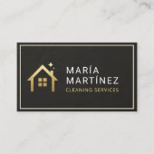 Carte De Visite Black and Gold House Cleaning Services Slate Stone (Devant)