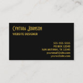 Carte De Visite Black and Gold Minimalist (Dos)