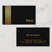 Carte De Visite Black and Gold Pilot Professionnel (Devant / Derrière)