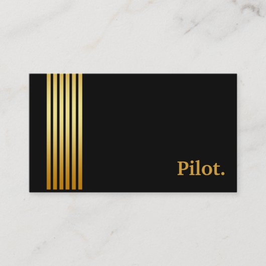 Carte De Visite Black and Gold Pilot Professionnel (Devant)