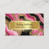Carte De Visite Black and pink Gold Agate (Devant)