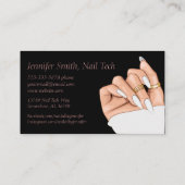 Carte De Visite Black and Rose Gold Nail Tech (Dos)