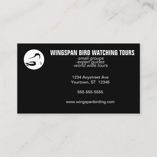 Carte De Visite Black and White Bird Watching Wildlife Eco Tourism (Devant)