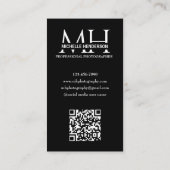Carte De Visite Black and White Monogrammed Logo 1 Photo Qr Code (Dos)