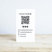 Carte De Visite Black and White Photo QR Code Connect with Me