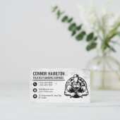 Carte De Visite Black and White Plumber Illustration (Debout devant)