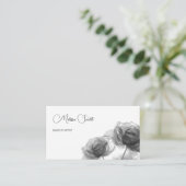 Carte De Visite Black And White Transparent Flowers (Debout devant)