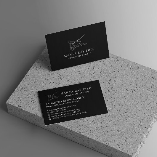 Carte De Visite Black Aquarium Fish Manta Ray