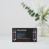 Carte De Visite Black Barber Pole Salon Branding Design (Debout devant)
