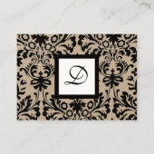 Carte De Visite BLACK BLANC DOMMASK CARRÉ FLORAL MONOGRAM Kraft (Dos)