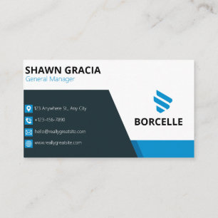 Carte De Visite Black Blue Modern Corporate avec personnalisation