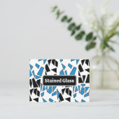Carte De Visite Black Blue Stained Glass Pattern (Debout devant)