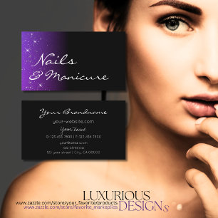 Carte De Visite Black Blue violet avec Parties scintillant Stars P