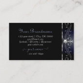 Carte De Visite Black Bluish Squiggles étincelants Diamonds Monogr (Dos)