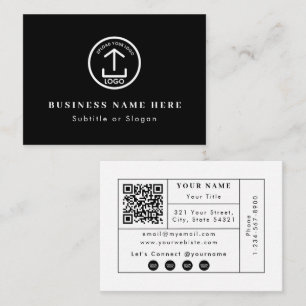Carte De Visite Black Business Logo QR Code Social Media Contact