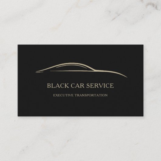 Carte De Visite Black Car Service QR Code Black & Gold (Devant)