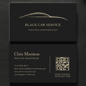 Carte De Visite Black Car Service QR Code Black & Gold