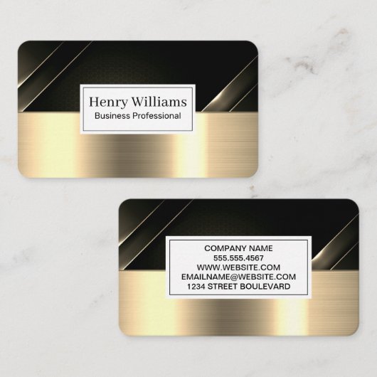 Carte De Visite Black Carbon Fiber | Gold Metallic Brushed (Devant / Derrière)