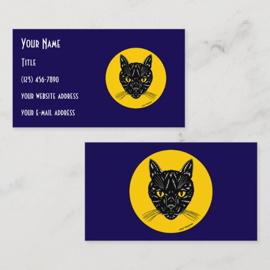 Carte De Visite Black Cat Face (Devant / Derrière)