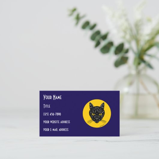 Carte De Visite Black Cat Face (Debout devant)
