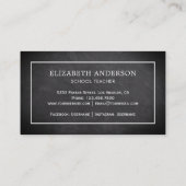 Carte De Visite Black Chalkboard Red Apple School Teacher (Dos)