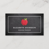 Carte De Visite Black Chalkboard Red Apple School Teacher (Devant)