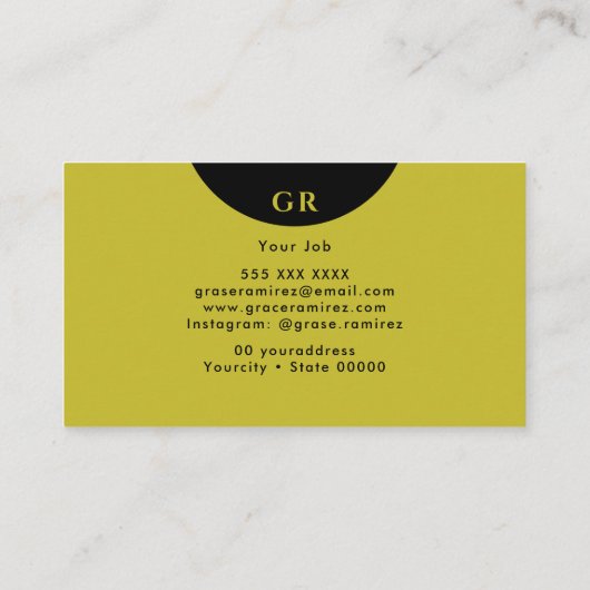 Carte De Visite Black | Chic Faux Parties scintillant or Monogramm (Dos)