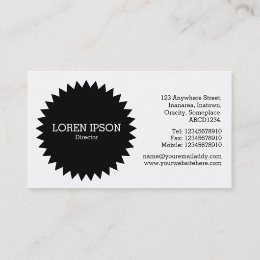 Carte De Visite Black Circle Star v2 - Abstrait 160417 (Dos)