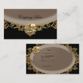 Carte De Visite Black Coffee Brown Gold Elegant profil Boutique (Devant / Derrière)