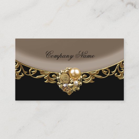 Carte De Visite Black Coffee Brown Gold Elegant profil Boutique (Devant)